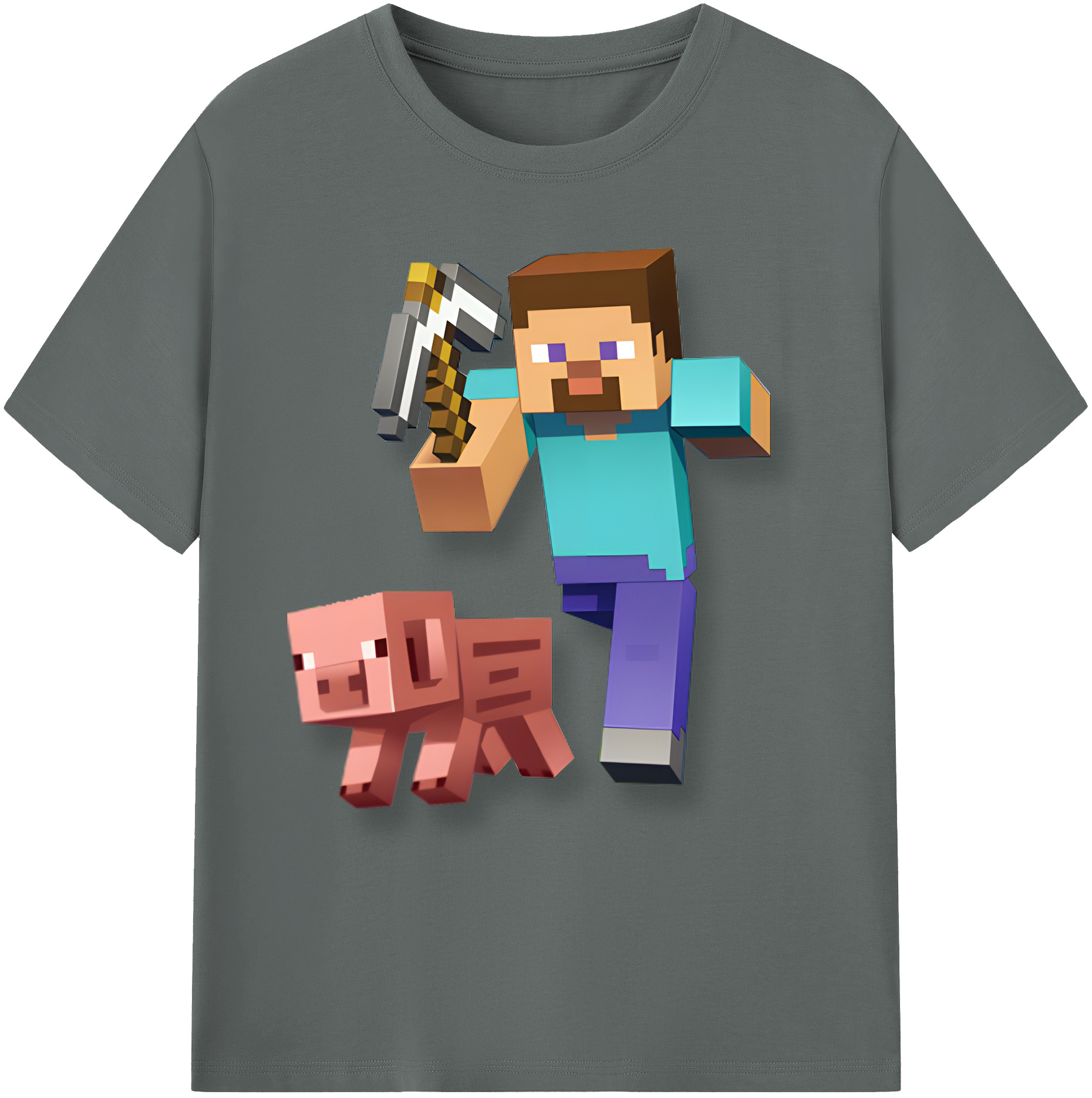 （画像用） マインクラフト ブロックの世界 Minecraft MC Block world 綿100％ メンズ半袖Tシャツ｜肌触りやわらか＆通気性